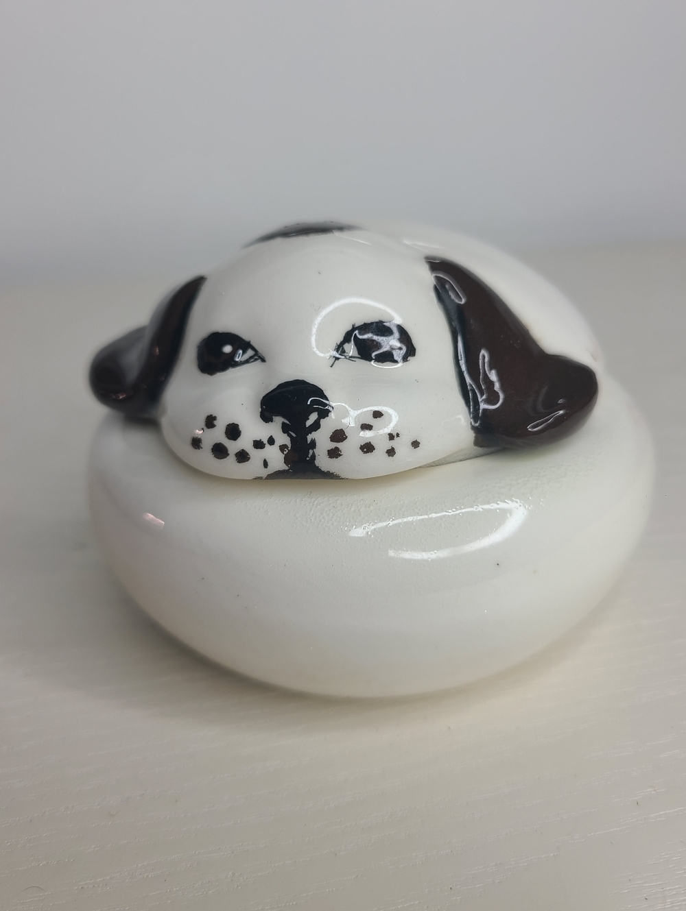 Vintage Puppy Trinket Box 🐶 Cute Dog Jewelry Dish Cottagecore Decor